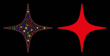 Alevli Ağ Kablo Çerçevesi Uzay Yıldızı Simgesi Benekli