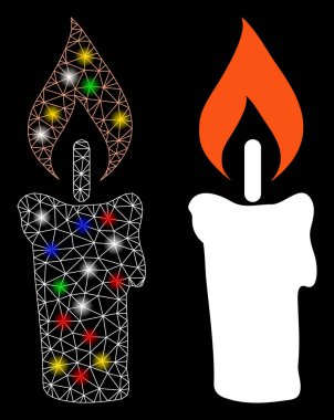 Fişek Lekeli Ağ Mum Simgesi Simgesini Işıkla