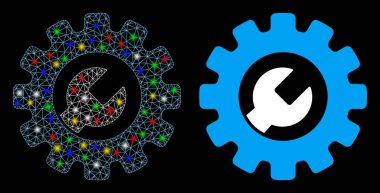 Parlak Ağ 2d Servis Araçları Simgesi Benekli