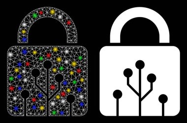 Fişek Kablosu Çerçeve Ağı Kilit Simgesi ile Flash Noktaları