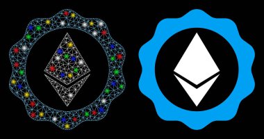 Fişek 2d Ethereum Rozet Simgesi İşaret Noktalarıyla Simge Mühürle