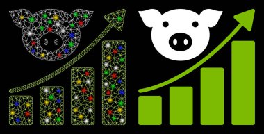 Parlak Kablo Çerçeveli Domuz Büyütme Grafik Simgesi Flash Benekli