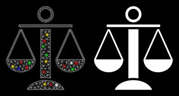 Icona di equilibrio delle scale 2D della maglia di flare con i punti di flare — Vettoriale Stock