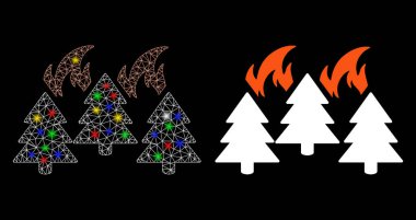 Parlak Kablolar Orman Yangını Çerçevesi Işık Lekeli Felaket Simgesi