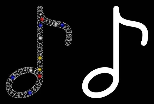 Flare Mesh 2D Music Note Icône avec spots Flare — Image vectorielle