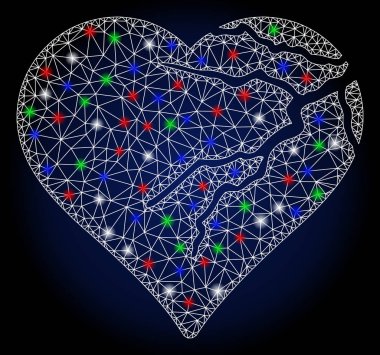 Alev alev yanan 2d Bozulmuş Aşk Kalbi Benekli