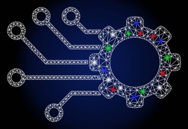 Işıl ışıl parlayan benekli akıllı dişli iskelet.