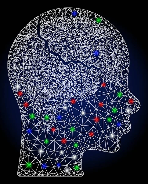 Carcinoma cerebral de malla de bengala 2D con manchas de bengala — Vector de stock