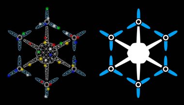 Flaş Noktalı Parlak Ağlı Hexacopter Simgesi