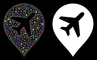 Parlak Kafes Uçak Simgesi ve Flaş Noktaları