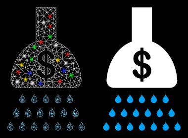 Parlak Ağ 2d Ödeme Işıklı Duş Simgesi