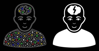 Parlak Ağ 2d Parlak Noktalı Zeki Çocuk Simgesi