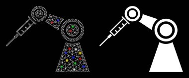 Fişek Ağı 2d Tıbbi Enjekte Robot Simgesi Fişek Benekleri