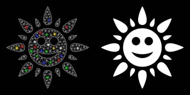 Parlak Ağlı İskelet Mutlu Güneş Işığı Simgesi