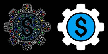 Parlak Ağ Kablo Çerçevesi Finansal Seçenekler Flash Benekli Gear Simgesi