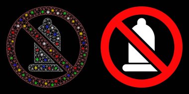 Parlak Ağ Kablo Çerçevesi Kondom Işıklı Yasak Simge