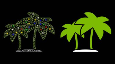 Alev Kablosu Ağ Çerçevesi Palmiye Simgesi Fişek Benekli