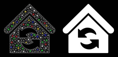 Parlak Ağlı Kablo Çerçevesi Güncelleme Bina Benekli Simgesi