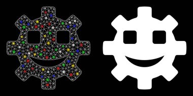 Fişek Ağı Mutlu Servis Gear Güleryüzlü İşaret Lekeli Simge