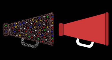 Flare Benekli Parlak Izgara Ağ Reklam Megafonu Simgesi