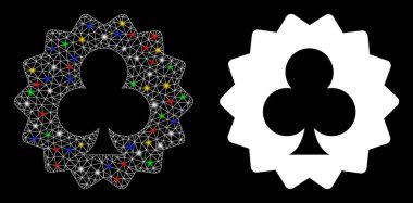 Parlak Ağ 2d Kulüpler Fişek Benekli Simge Simgesi