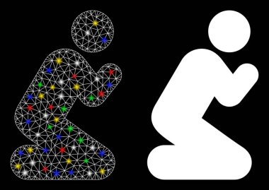 Parlak Ağlı Kabuk Dua Et Poz Simgesi ile Flash Noktaları