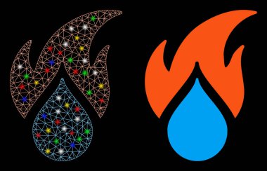 Parlak Ağlı İskelet Fişek Benekli Su Damlası Simgesi