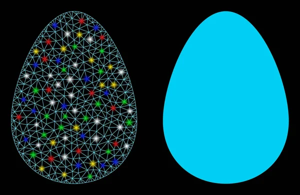 Flare Mesh Carcass Egg Icon with Flare Spots — стоковий вектор