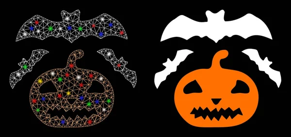 Icône d'Halloween en maille brillante avec taches lumineuses — Image vectorielle