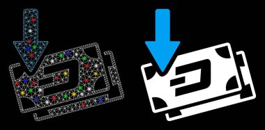 Parlak Ağ 2d Ok Çizgisini Al Banknotları Simgesi Flash Noktalı Simge