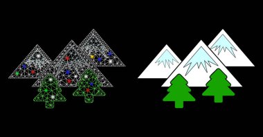 Alev Kablosu Çerçeve Dağları Alev Lekeli Orman Simgesi