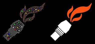 Parlak Ağ 2d Yakıcı Noktalı Ateş Simgesi Simgesi