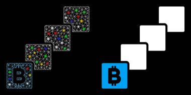 Flaş Noktalı Parlak Ağ 2d Bitcoin Bloklama Simgesi