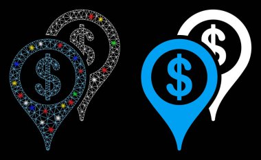 Parlak Ağlı Kabartma Banka Haritası İşaretleyici Simgesi Flash Noktalı Simgesi