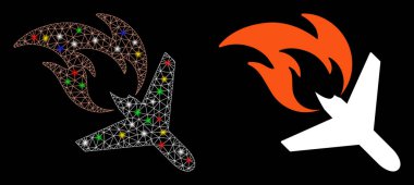 Fişek Ağı Uçak Yangını Flaş Noktalı Felaket Simgesi