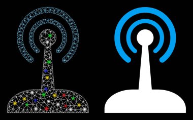 Parlak Ağlı İskelet Radyo Joystick Simgesi Fişek Benekli