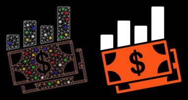 Flare Mesh Carcass Sales Bar Chart Icon with Flare Spots