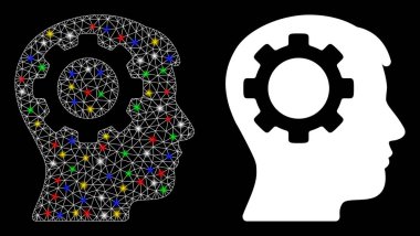 Flare Mesh Network Intellect Gear Icon with Flare Spots