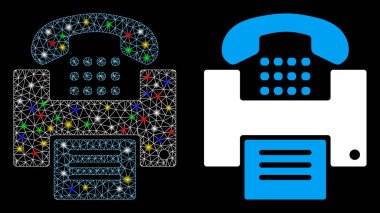 Glossy Mesh Network Fax Icon with Flash Spots
