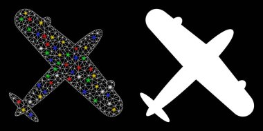 Flare Mesh 2D Aeroplane Icon with Flare Spots