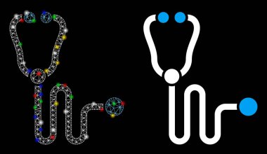 Bright Mesh 2D Stethoscope Icon with Flash Spots