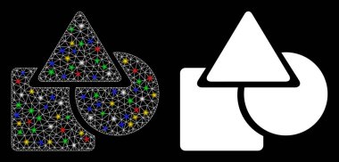 Flare Mesh Carcass Geometric Shapes Icon with Flare Spots