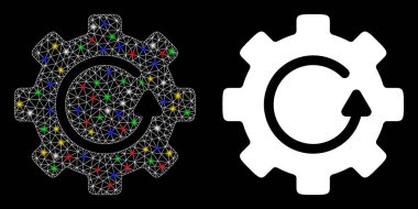 Flare Mesh Network Gear Rotation Icon with Flare Spots