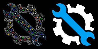 Fişek Ağları 2d Vites ve Düğme Seçenekleri Araç Simgesi ve Fişek Noktaları