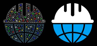 Fişek Ağı Küresel Güvenlik Kask Simgesi Benekli