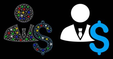 Flaş Noktalı Parlak Kablo Çerçeveli Bankacı Simgesi