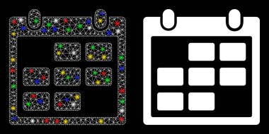 Parlak Ağ 2d Takvim Ay Simgesi Flash Noktaları