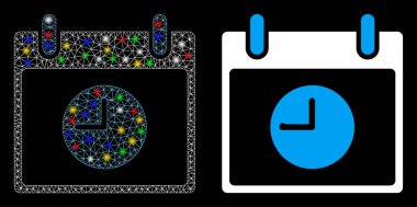 Işıldayan Izgara Kabartma Saat Takvim Günü Benekli Simgesi