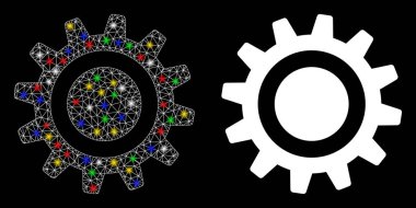 Flaş Noktalı Parlak Izgara Çarklı Simge Simgesi