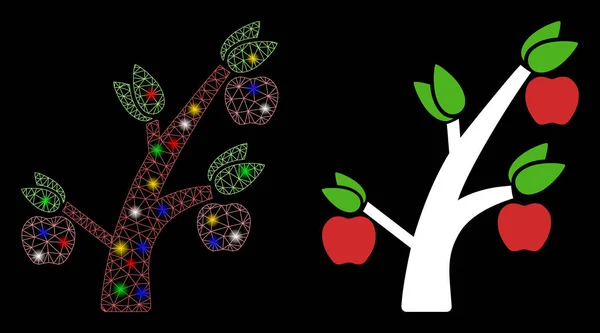 Гэсси Меш и Apple Tree Icon with Flash Spots — стоковый вектор